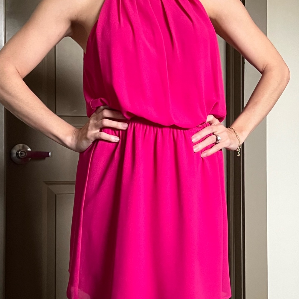 Elegant Pink Halter Dress